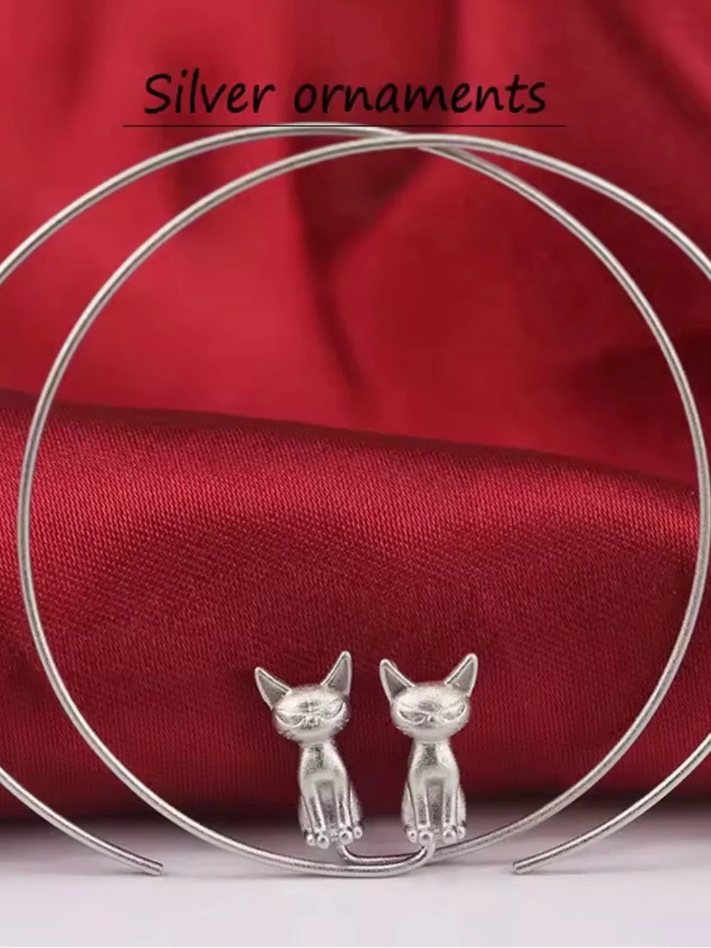 Silver Cat Hoop Earrings - Minimal Pet-Themed Jewelry